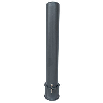 Image of a removable bollard into its basement and secured by lock.